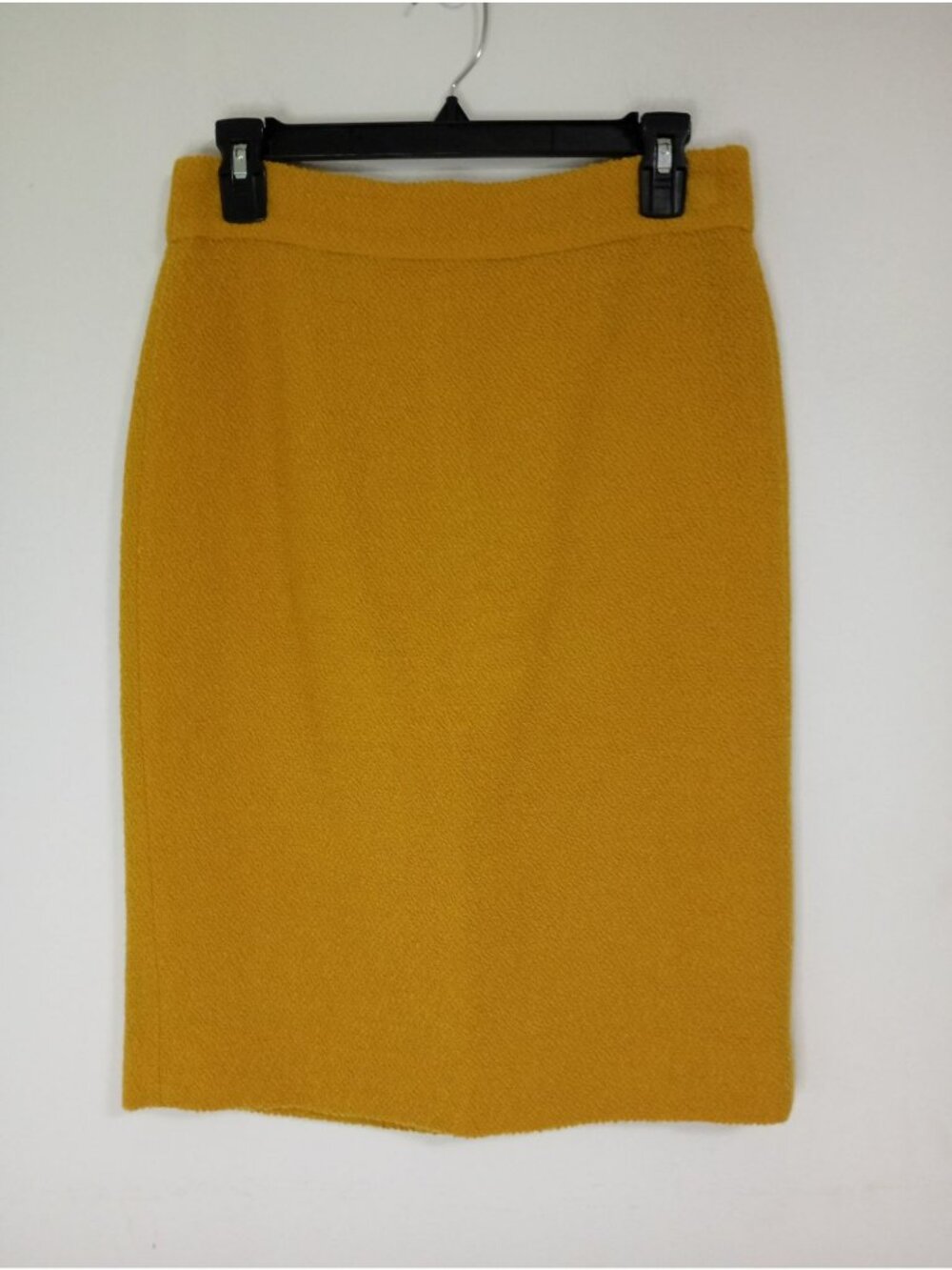J. Crew Mustard Wool Pencil Skirt Back Slit Fully Lined Womens Size 4 Office